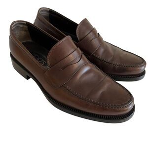Tod's Brown Leather Penny Loafers 7.5 LIKE NEW